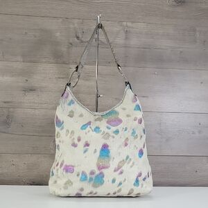 Large Raviani Garland Texas Calf-Hair Multi-Color Hobo Bag with Metallic Trim
